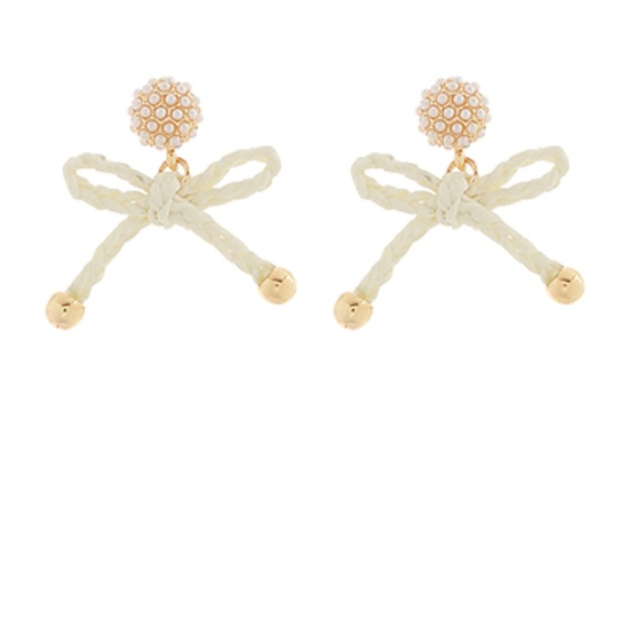 Raffia Ribbon Drop Earrings - Picture 2 of 6